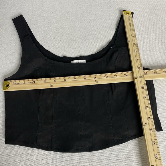 A.L.C. Crop Tank Top Black Corset Linen Blend Sleeveless Side Zipper Womens Sz 2 - Picture 8 of 13